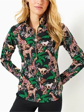 Lilly Pulitzer Skipper Popover Dancing In Moonlight XL Animal Print Floral NWOT